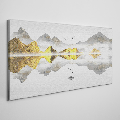 Tablou canvas Munți de aur în reflexie mistică