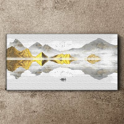 Tablou canvas Munți de aur în reflexie mistică