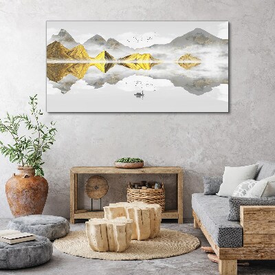 Tablou canvas Munți de aur în reflexie mistică