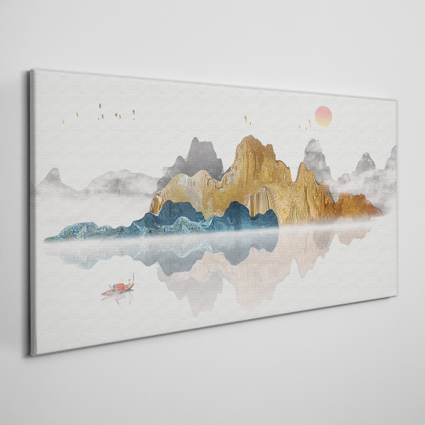 Tablou canvas Peisaj montan liniștit cu o barcă