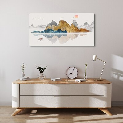 Tablou canvas Peisaj montan liniștit cu o barcă