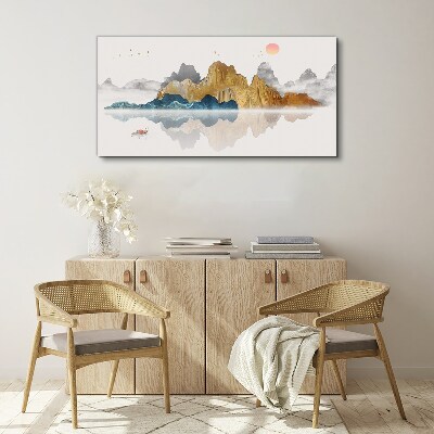 Tablou canvas Peisaj montan liniștit cu o barcă