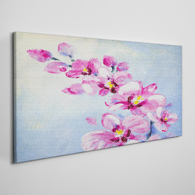 Tablou canvas Orhidee roz pe fond albastru