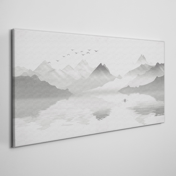Tablou canvas Un peisaj montan liniștit în monocrom