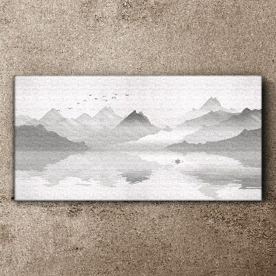 Tablou canvas Abstract Lake Mountains Păsări