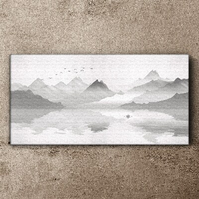 Tablou canvas Un peisaj montan liniștit în monocrom