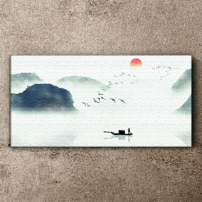 Tablou canvas O dimineață liniștită pe malul lacului