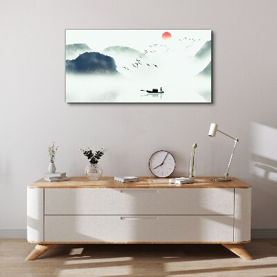 Tablou canvas O dimineață liniștită pe malul lacului