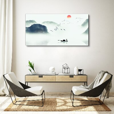Tablou canvas O dimineață liniștită pe malul lacului