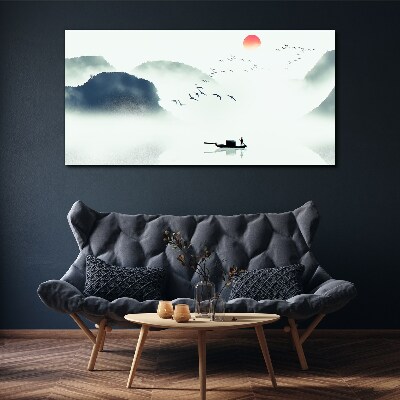 Tablou canvas O dimineață liniștită pe malul lacului