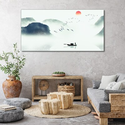 Tablou canvas O dimineață liniștită pe malul lacului