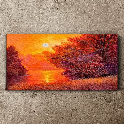 Tablou canvas pădure râu soare peisaj