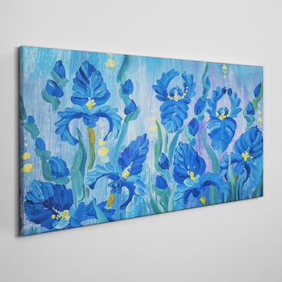 Tablou canvas Iris albastru pe fundal albastru