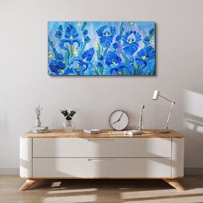 Tablou canvas Iris albastru pe fundal albastru