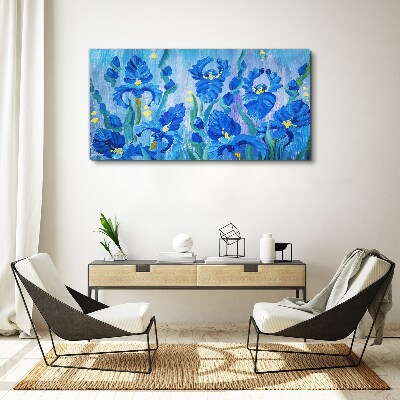 Tablou canvas Iris albastru pe fundal albastru