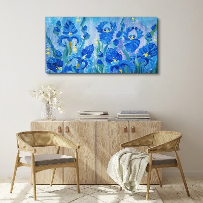 Tablou canvas Iris albastru pe fundal albastru