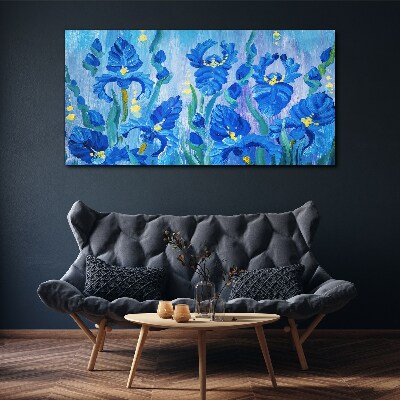 Tablou canvas Iris albastru pe fundal albastru