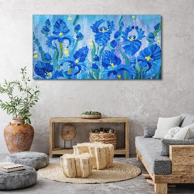 Tablou canvas Iris albastru pe fundal albastru