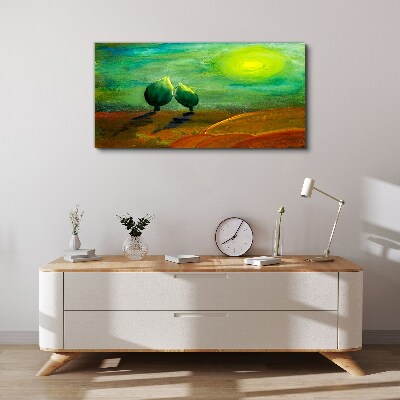 Tablou canvas Copaci verzi în lumina soarelui