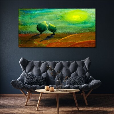 Tablou canvas Copaci verzi în lumina soarelui