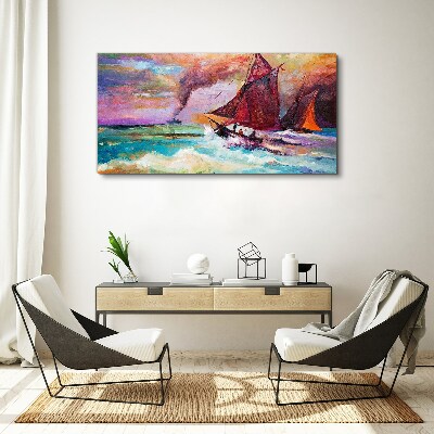 Tablou canvas abstracție mare nave valuri