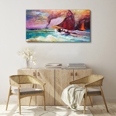 Tablou canvas abstracție mare nave valuri