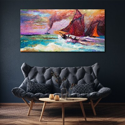 Tablou canvas abstracție mare nave valuri