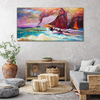 Tablou canvas abstracție mare nave valuri