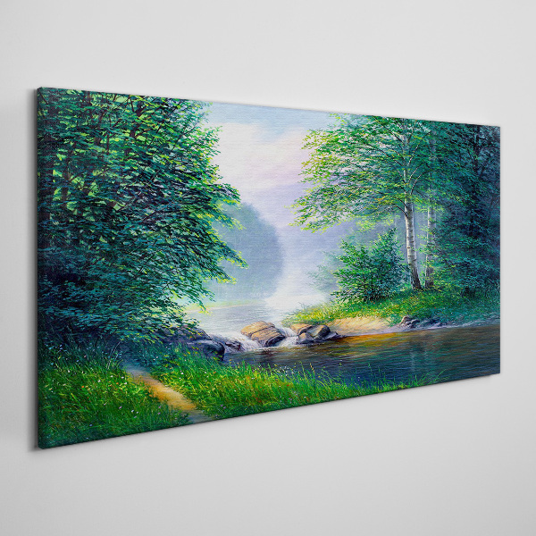Tablou canvas Un peisaj liniștit lângă râu