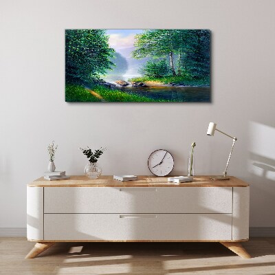 Tablou canvas Un peisaj liniștit lângă râu