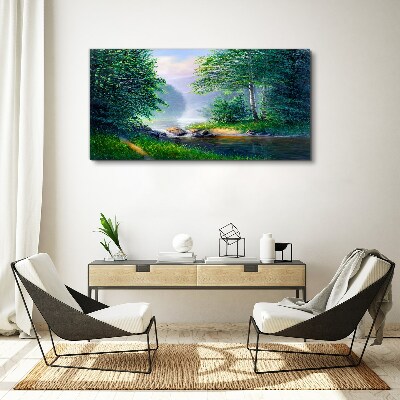 Tablou canvas Un peisaj liniștit lângă râu