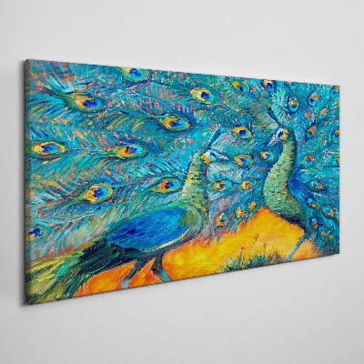 Tablou canvas Dansează păuni într-un ecran colorat