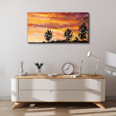 Tablou canvas Apus peste copaci