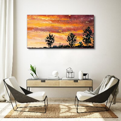 Tablou canvas Apus peste copaci