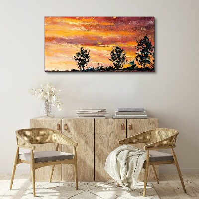 Tablou canvas Apus peste copaci