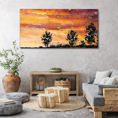 Tablou canvas Apus peste copaci