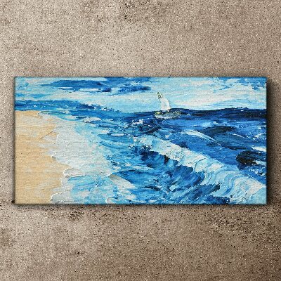 Tablou canvas Pictând coasta mării a bărcii