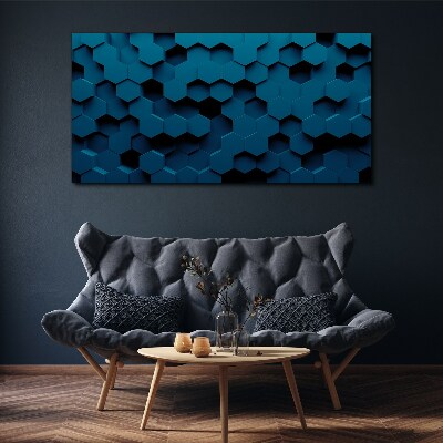 Tablou canvas Hexagoane geometrice în nuanțe de albastru