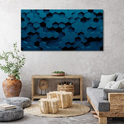 Tablou canvas Hexagoane geometrice în nuanțe de albastru