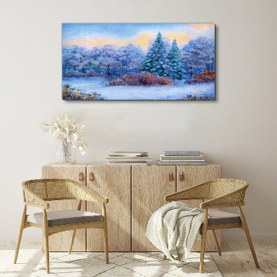 Tablou canvas Peisaj de iarnă în culori pastelate