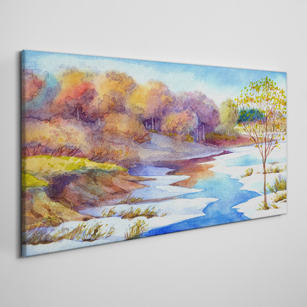 Tablou canvas Peisaj de primăvară lângă râu
