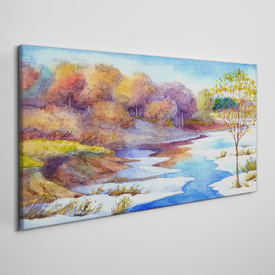 Tablou canvas Peisaj de primăvară lângă râu