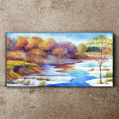 Tablou canvas Acuarelă de copac de râu