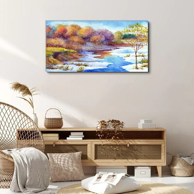 Tablou canvas Peisaj de primăvară lângă râu