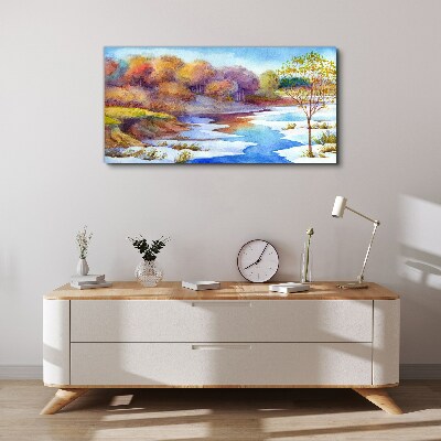 Tablou canvas Peisaj de primăvară lângă râu