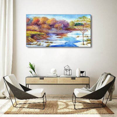 Tablou canvas Peisaj de primăvară lângă râu