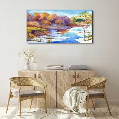 Tablou canvas Peisaj de primăvară lângă râu