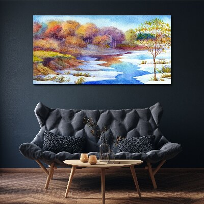 Tablou canvas Acuarelă de copac de râu