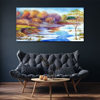 Tablou canvas Peisaj de primăvară lângă râu