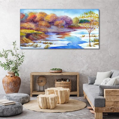 Tablou canvas Peisaj de primăvară lângă râu